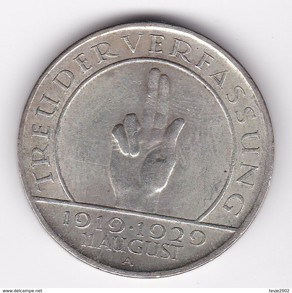 Nb_ Deutsches Reich - 3 Reichsmark - 1929 A - Weimarer Verfassung Hindenburg (12) - 3 Mark & 3 Reichsmark