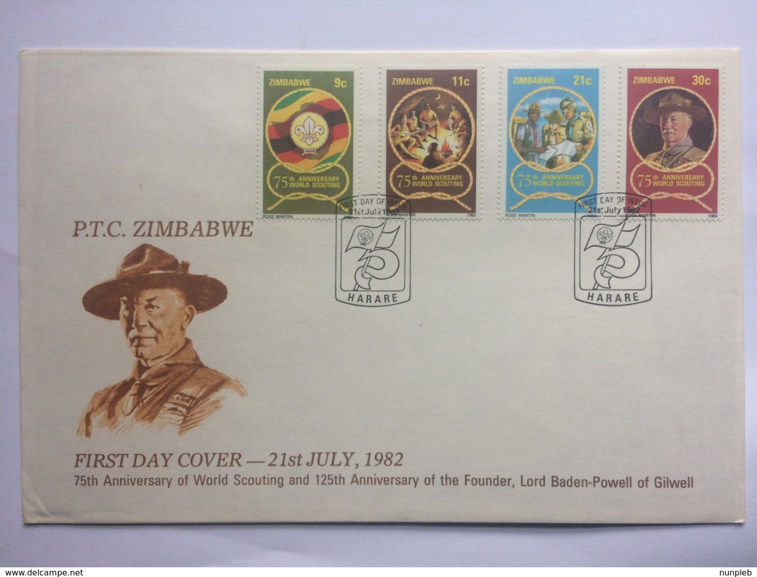 ZIMBABWE - 1982 75th Anniversary Of World Scouting FDC Harare Postmarks - Zimbabwe (1980-...)