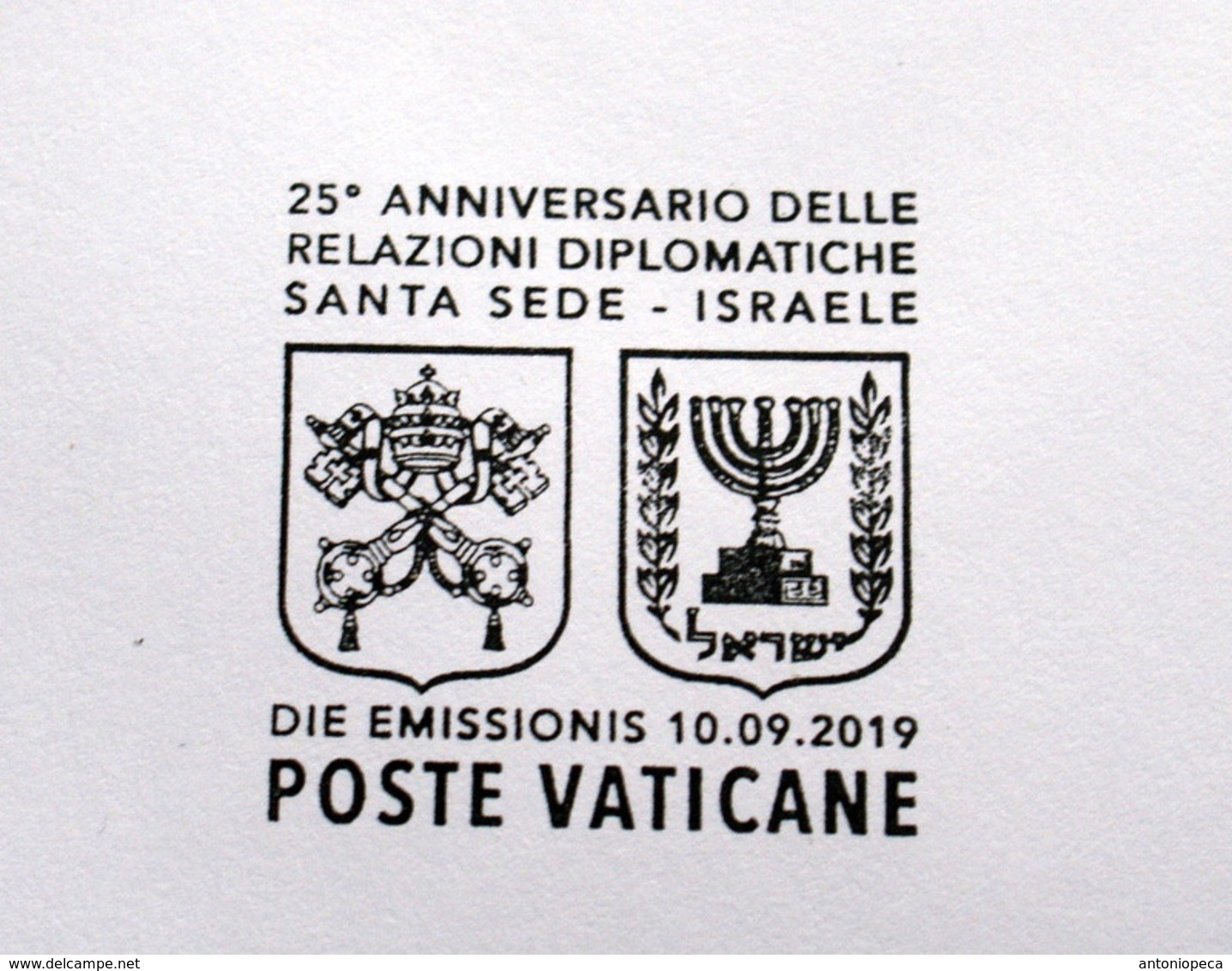 VATICAN 2019, 25 ANNIVERSARY RELATIONS VATICAN-ISRAEL FDC - Storia Postale