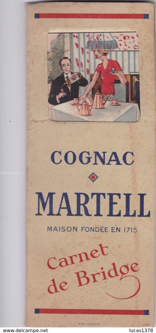CARNET DE BRIDGE COGNAC MARTELL - Autres & Non Classés