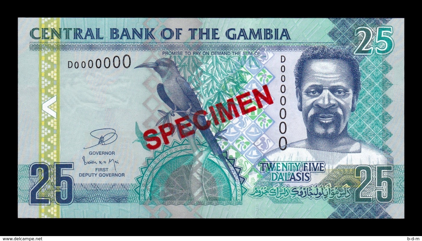 Gambia 25 Dalasis 2006-2013 Pick 27c Specimen SC UNC - Gambie