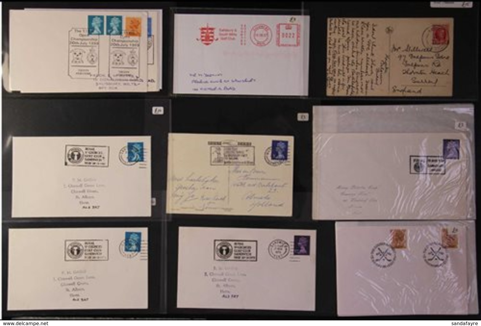 GOLF GROUP OF ENVELOPES & POSTCARDS Featuring Various British Slogan & Special Cancels For Tournaments Held At Various G - Unclassified