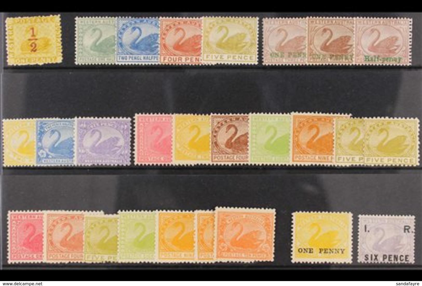 WESTERN AUSTRALIA 1884-1912. MINT & NHM "SWANS" COLLECTION On A Stock Card, ALL DIFFERENT & Includes 1884 ½d On 1d Yello - Sonstige & Ohne Zuordnung