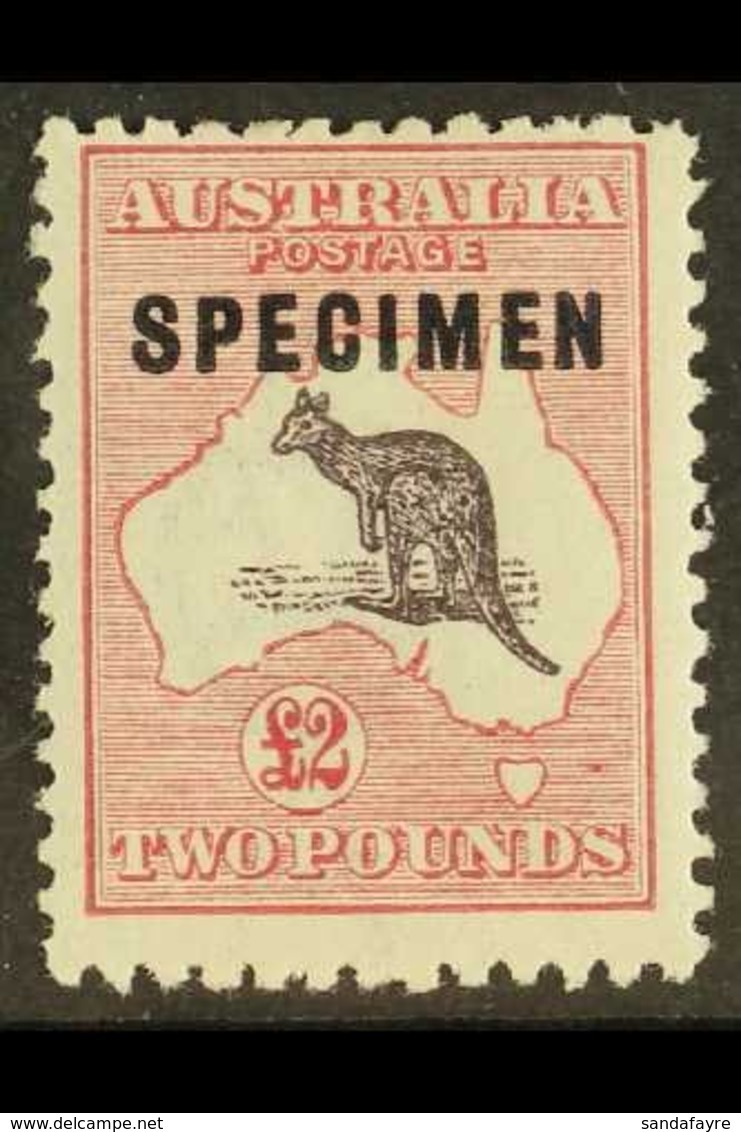 1915-27 £2 Purple-black & Pale Rose Kangaroo With "SPECIMEN" Overprint Type C (SG 45bs, BW 56xb), Fine Mint With Minimal - Autres & Non Classés