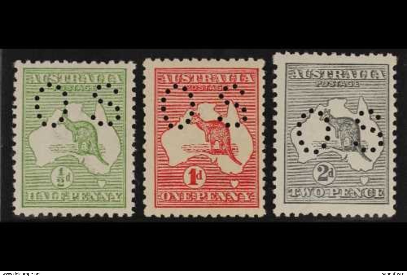 OFFICIALS 1914 ½d, 1d & 2d First (wide) Watermark, Small "OS" Perfin, SG O16/18, Never Hinged Mint (3 Stamps). For More  - Autres & Non Classés