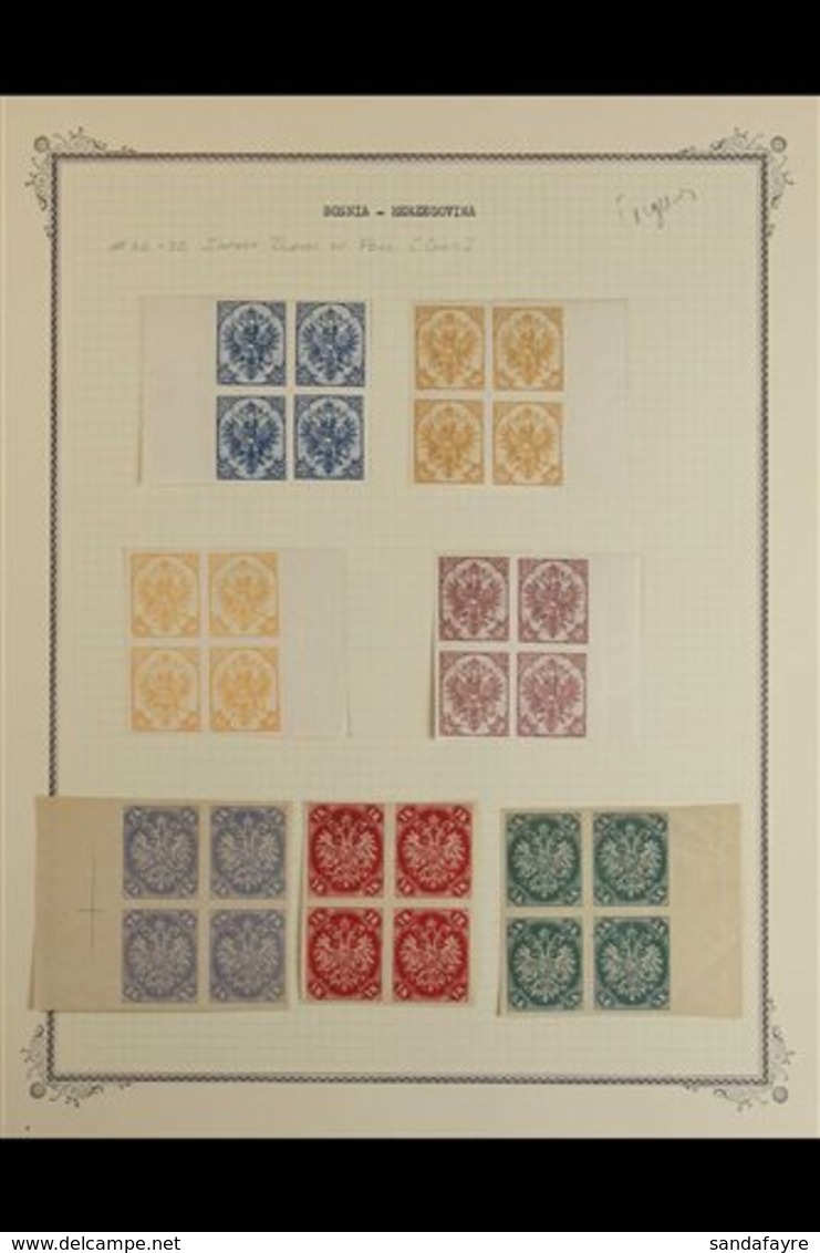 BOSNIA AND HERZEGOVINA 1900-1901 Arms Types Mint Collection Of Various FORGERIES Presented On Pages, Includes 1900-01 Pe - Other & Unclassified