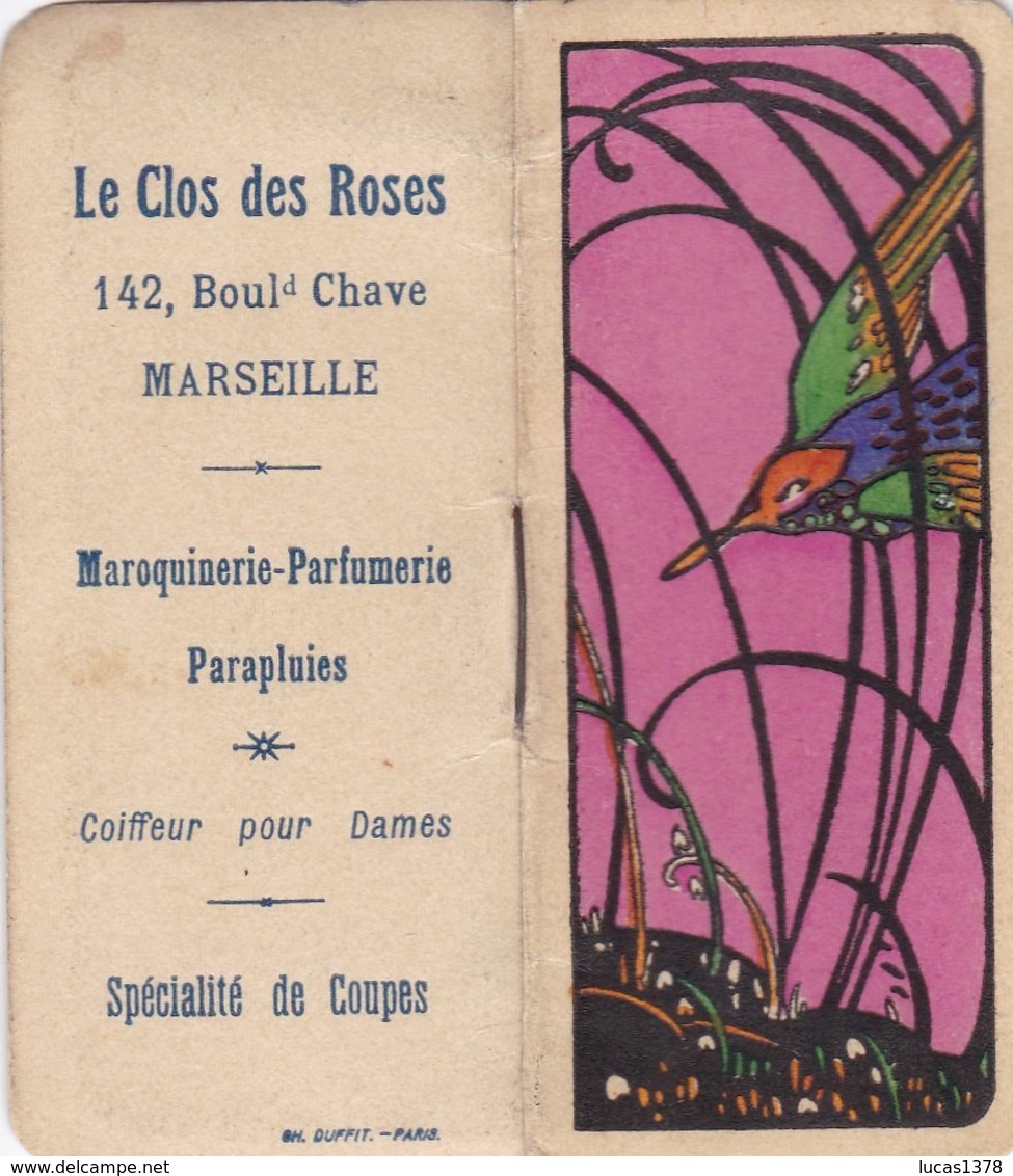 MARSEILLE / LE CLOS DES ROSES / 142 BOULEVARD CHAVE / PETIT CALENDRIER 1927 - Tamaño Pequeño : 1921-40