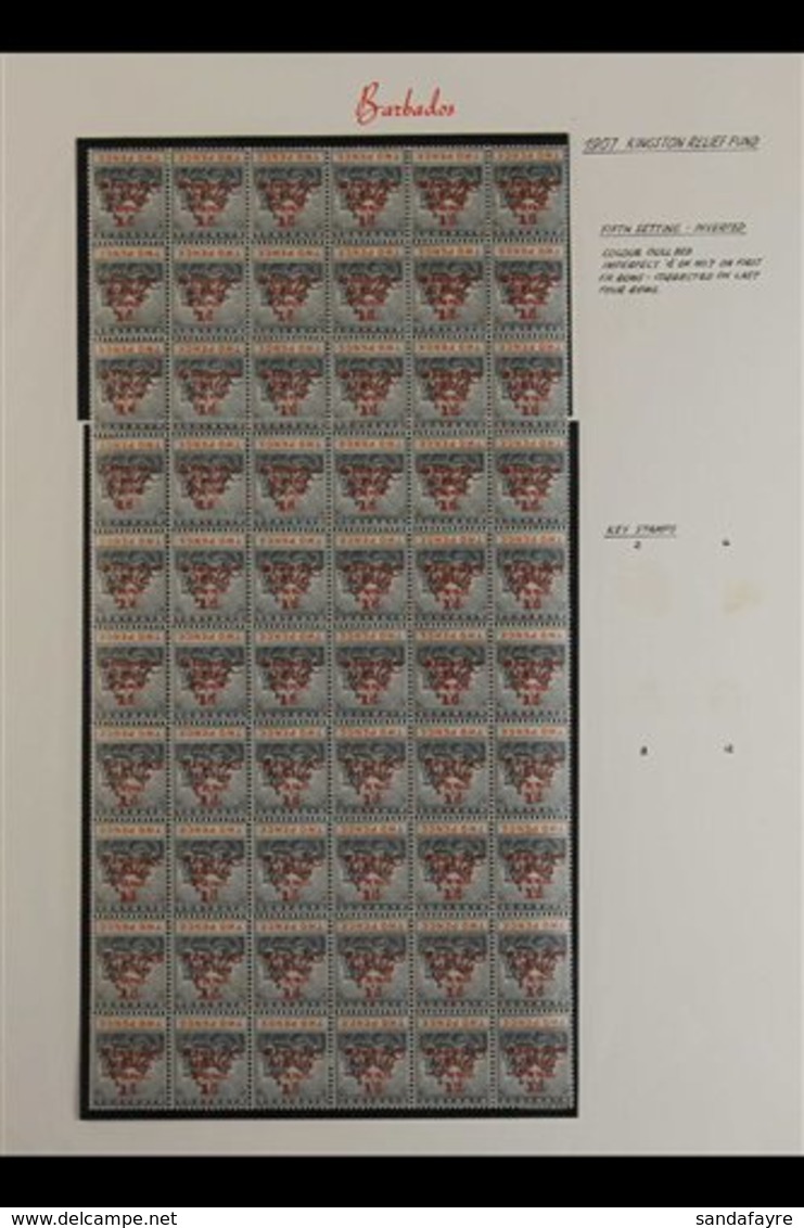 1907 1d On 2d Slate-black & Orange "Kingston Relief Fund" Inverted Overprint, SG 153a, Fine Mint (most Stamps Are Never  - Barbades (...-1966)