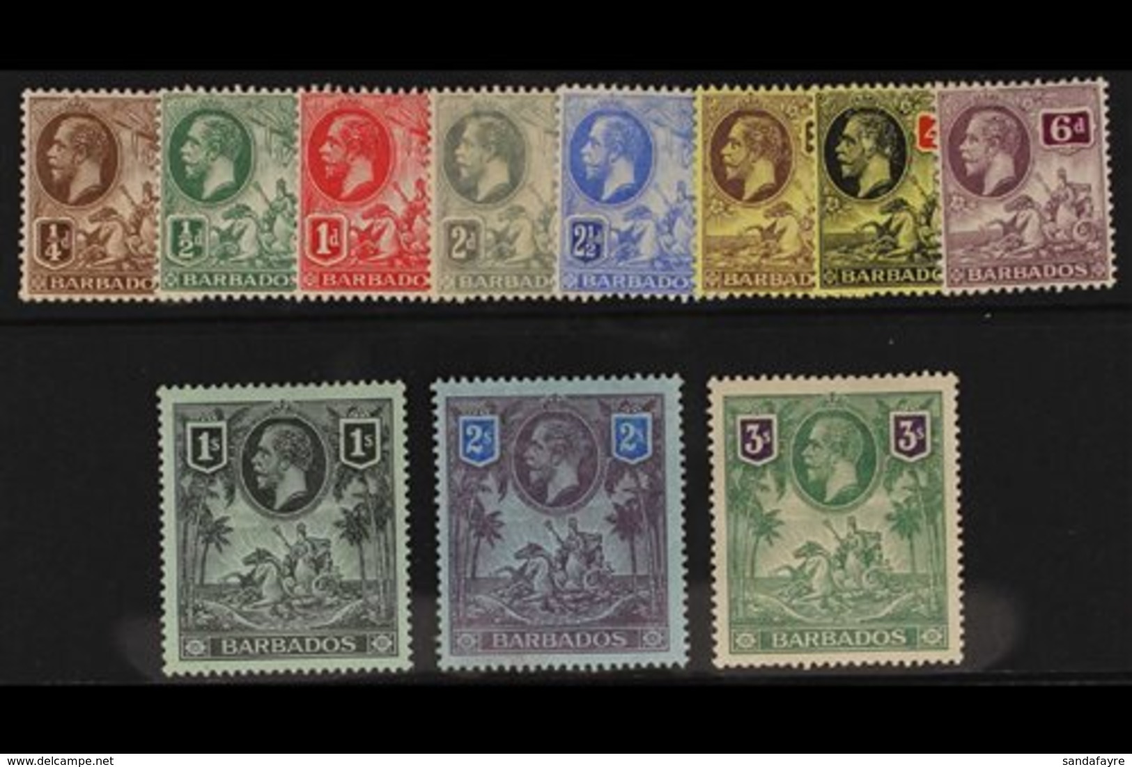 1912 Seal Of The Colony/ Geo V Set Complete, SG 170/180, Very Fine Mint. (11 Stamps) For More Images, Please Visit Http: - Barbades (...-1966)