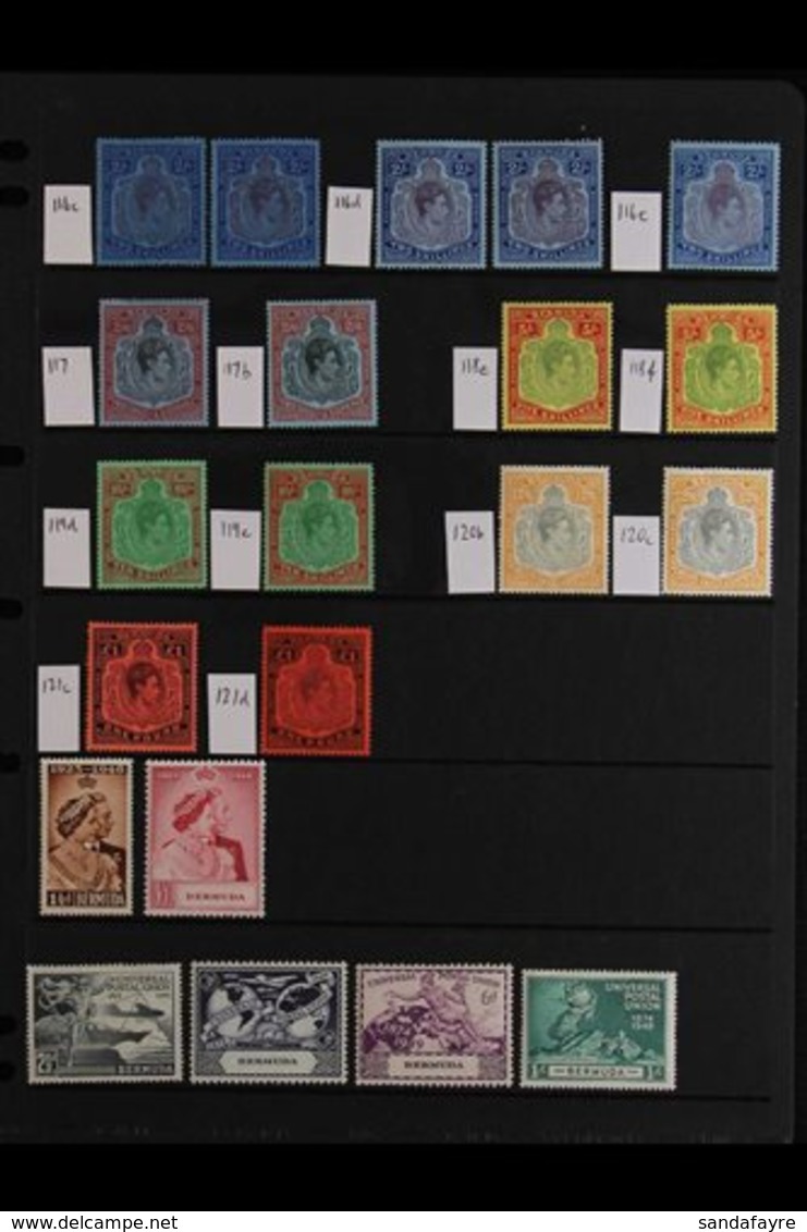 1937-1949 FINE MINT COLLECTION On Stock Pages, Includes 1938-52 Pictorials Set With Shades, 1938-53 KGVI Key Types Set I - Bermudes