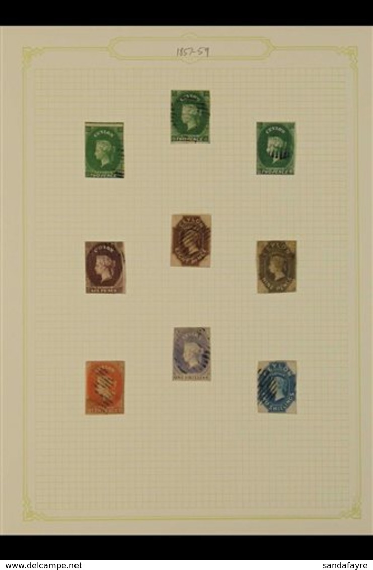 1857-1867 CHALON TYPES. USED COLLECTION On Leaves, Includes 1857-59 2d (x3, Two With 4 Margins), 6d (3 Margins), 8d (re- - Ceylan (...-1947)