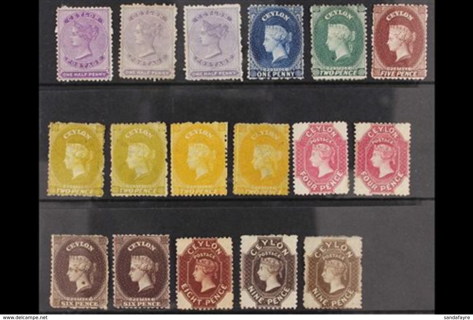 1861-1867 CHALON TYPES. MINT/UNUSED Collection On Stock Cards, Most Stamps Without Gum. Includes 1861-64 Clean-cut & Int - Ceylon (...-1947)