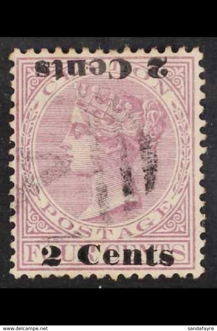 1888-90 2c On 4c Rosy Mauve SURCHARGE INVERTED ONE DOUBLE Variety, SG 210b, Fine Used. For More Images, Please Visit Htt - Ceylon (...-1947)