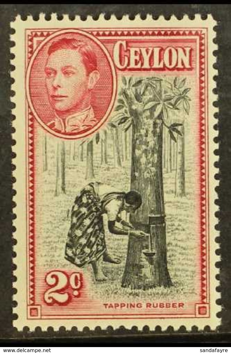 1938 2c Black And Carmine, Variety "perf 13½ X 13,", SG 386a, Very Fine And Fresh Mint. For More Images, Please Visit Ht - Ceylon (...-1947)