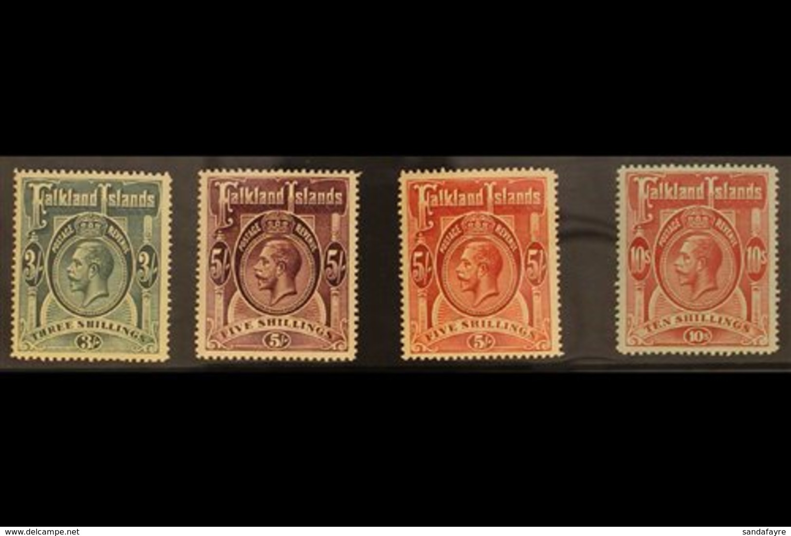 1912 3s To 10s Including 5s Maroon, SG 66 - 9, Very Fine Mint. (4 Stamps) For More Images, Please Visit Http://www.sanda - Falkland Islands