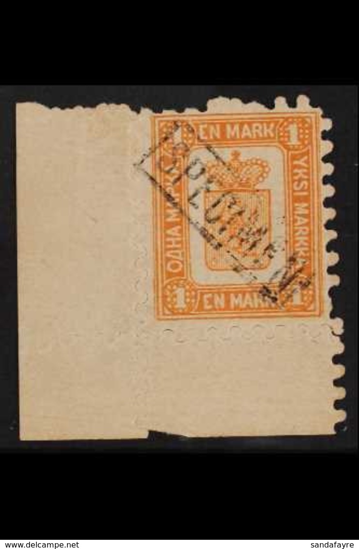 1893 1mk Orange, Reprint, Corner Marginal Copy, Overprinted Boxed "Specimen", Very Fine Mint Og. For More Images, Please - Other & Unclassified