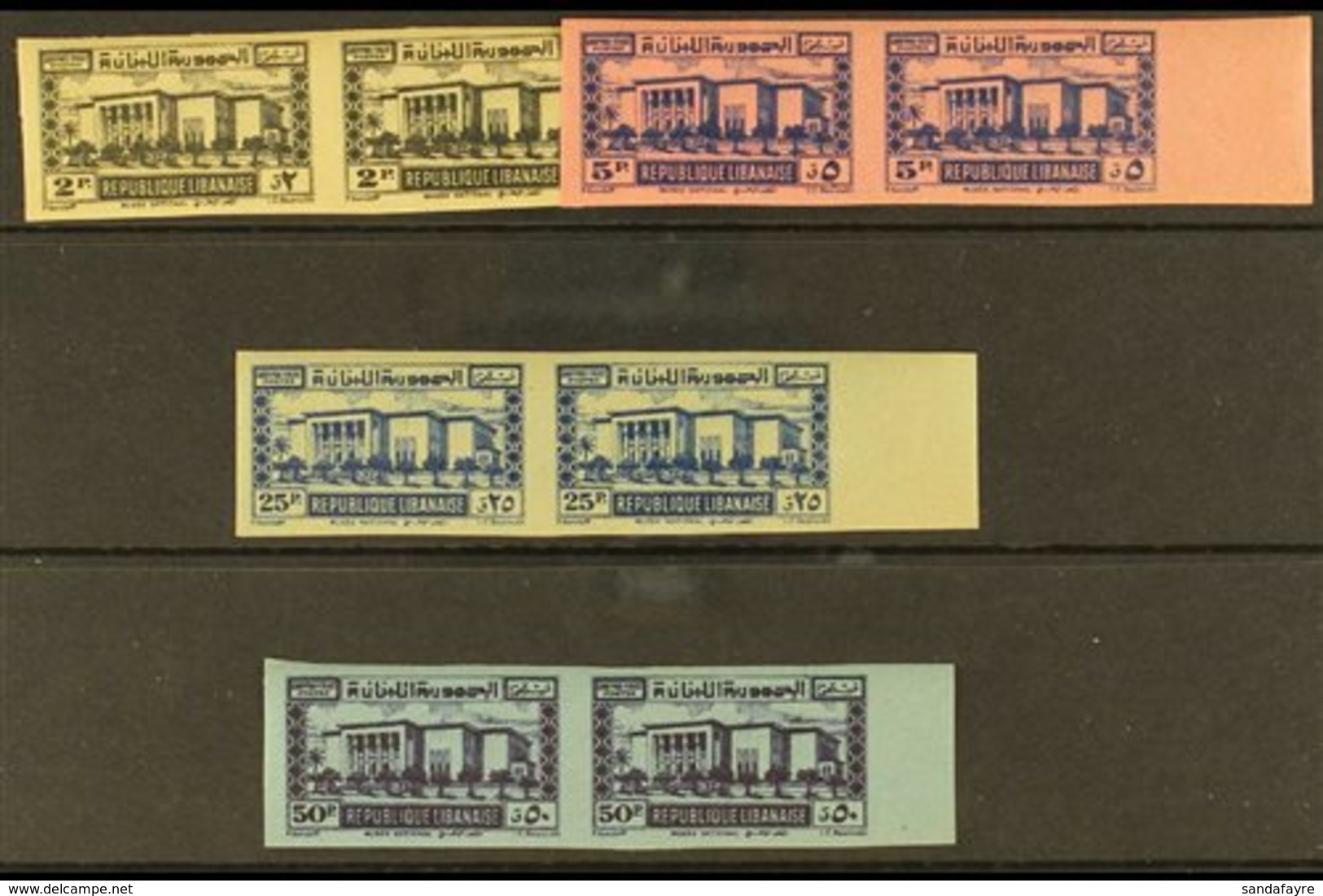 LEBANON POSTAGE DUES 1945 National Museum Complete IMPERF Set (Yvert 37/40, SG D298/301), Superb Never Hinged Mint Margi - Autres & Non Classés