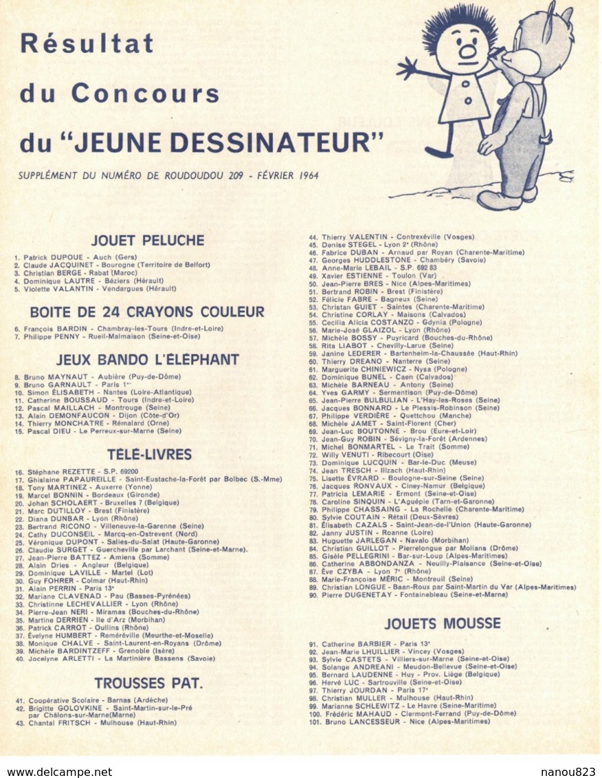 ROUDOUDOU LES PLUS BELLES IMAGES N° 209 FEVRIER 1964 AVEC RARE SUPPLEMENT UN JEUDI ROUDOUDOU UN JEUDI RIQUIQUI COCOTTES - Autres & Non Classés