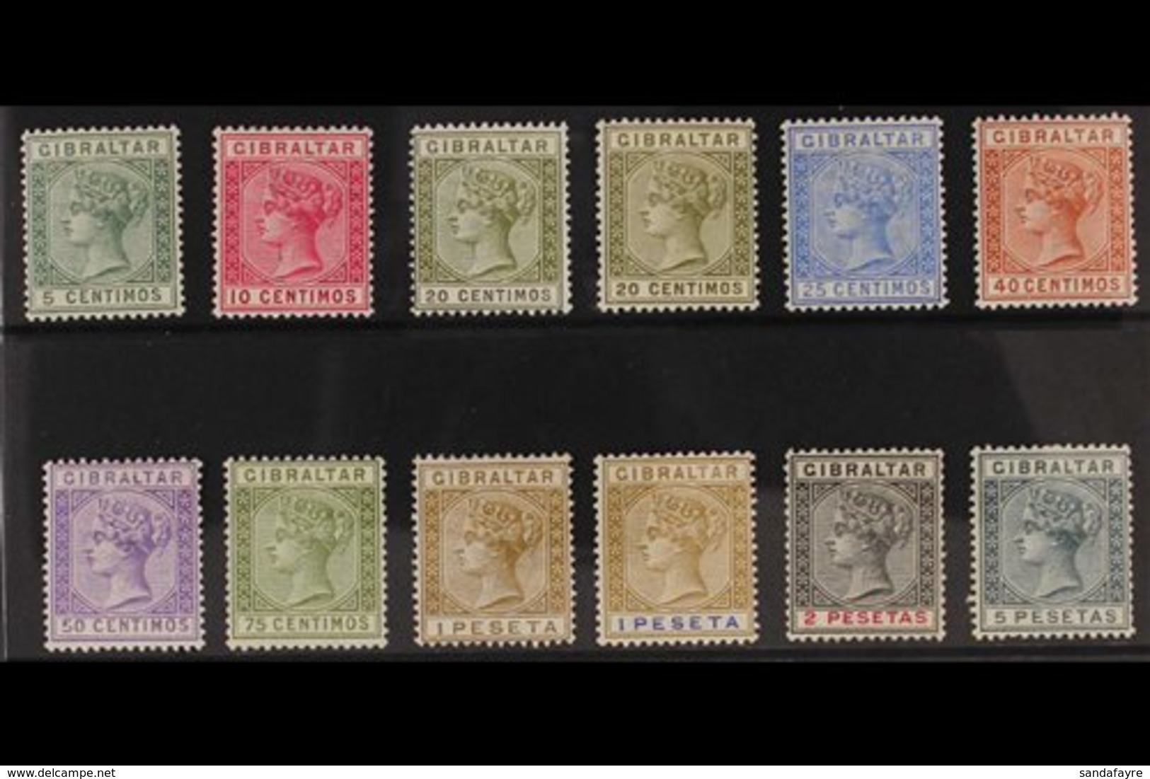 1889 Spanish Currency Set Complete, SG 22/33, Very Fine Mint. (12 Stamps) For More Images, Please Visit Http://www.sanda - Gibraltar