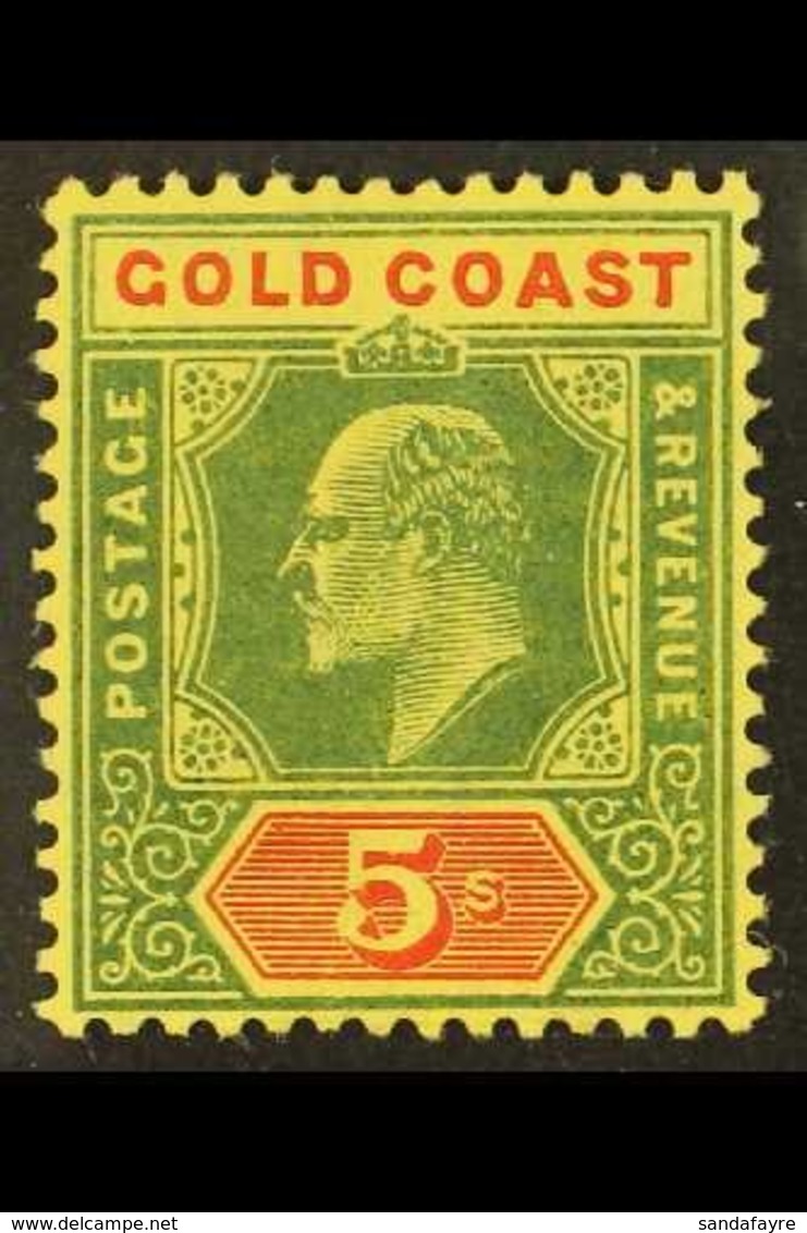 1907-13 5s Green & Red/yellow, SG 68, Very Fine Mint For More Images, Please Visit Http://www.sandafayre.com/itemdetails - Costa De Oro (...-1957)