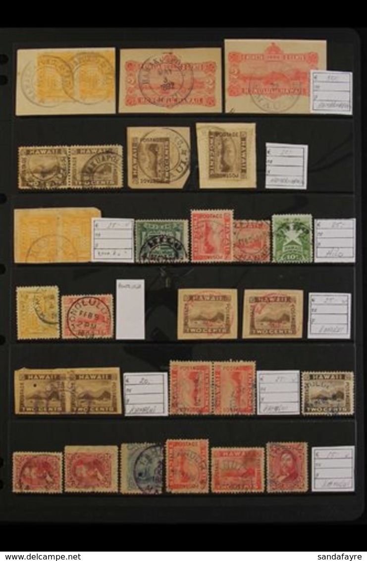 CANCELLATION COLLECTION Fine Range Of Legible Postmarks On 1875-99 Issues Or On 2c Postal Stationery Cut-outs, We See Ha - Hawaii