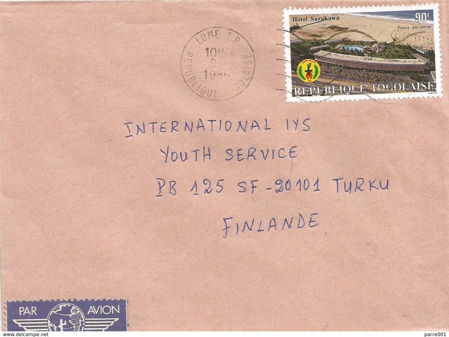 Togo 1989 Lome Beach Hotel Sarakawa Cover - Togo (1960-...)