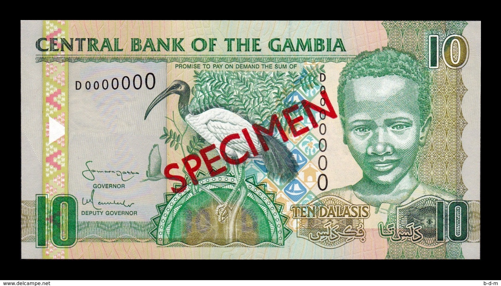 Gambia 10 Dalasis 2006-2013 Pick 26a Specimen SC UNC - Gambie