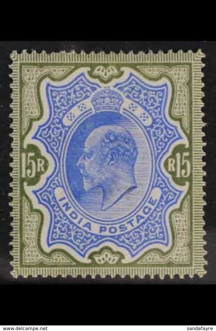 1902-11 15r Blue And Olive Green, SG 146, Fine Mint, One Shorter Perf At Top For More Images, Please Visit Http://www.sa - Sonstige & Ohne Zuordnung