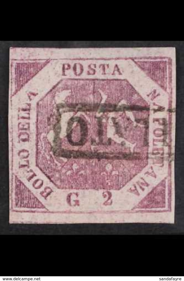 NAPLES 1859 - 61 2g Violet Lilac, Type I, POSTAL FORGERY, Sass F1a, Very Fine Used. Signed E. Diena. For More Images, Pl - Non Classés