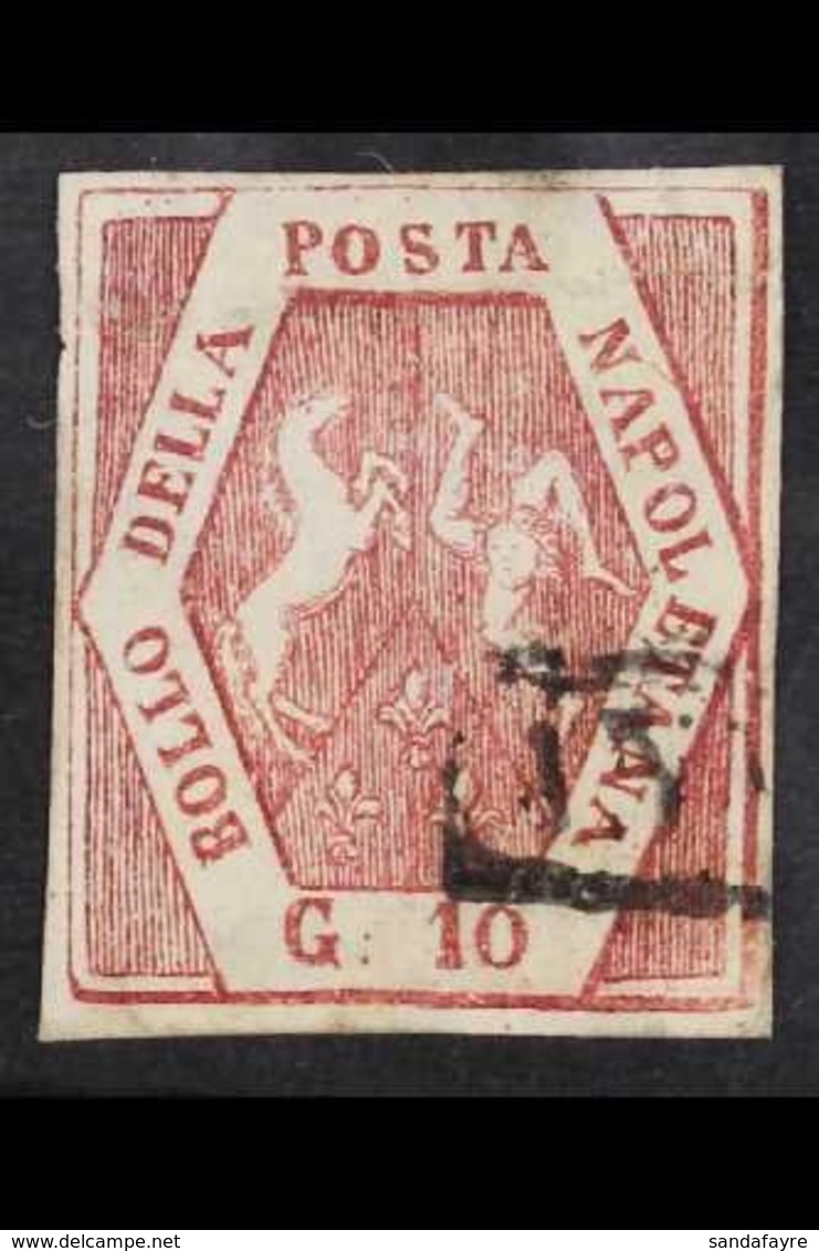 NAPLES 1859 - 61 10gr Red Brown, Type I, POSTAL FORGERY, Sass F3, Horizontal Crease But Exceedingly Rare. Cat Sass €27,5 - Ohne Zuordnung