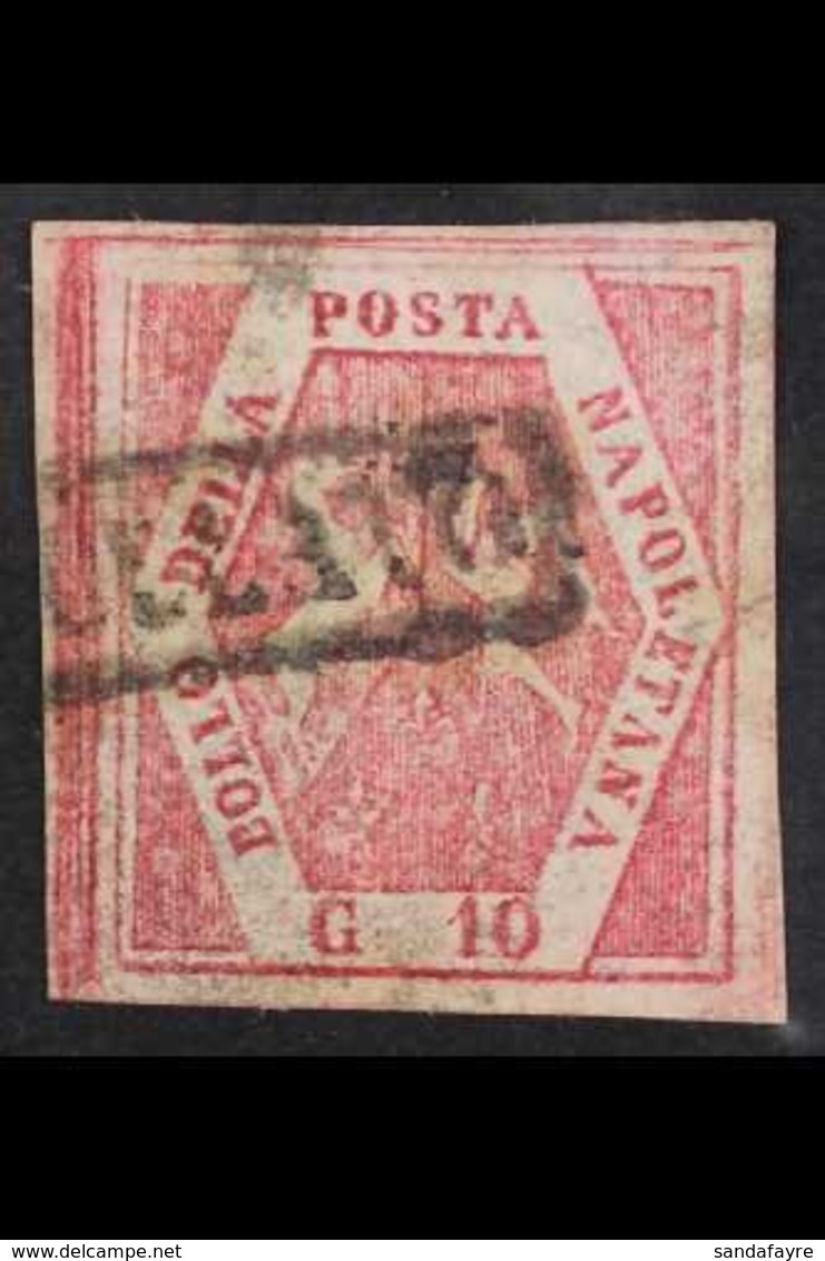 NAPLES 1859 - 61 10gr Carmine, Type II, POSTAL FORGERY, Sass F4a, Very Fine Used. For More Images, Please Visit Http://w - Ohne Zuordnung