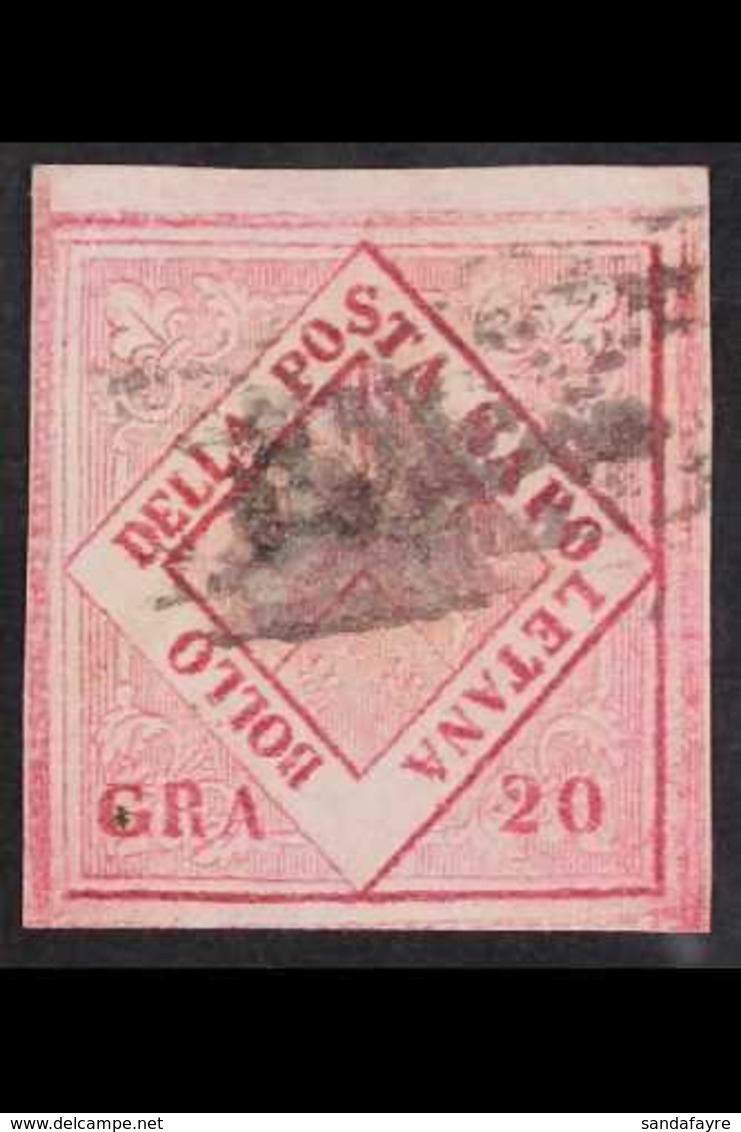 NAPLES 1859 - 61 20gr Carmine, Type II, POSTAL FORGERY, Sass F9, Very Fine Used. Signed Matl. For More Images, Please Vi - Ohne Zuordnung