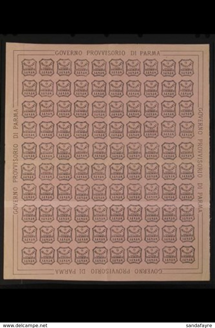 PARMA 1853-57 NEWSPAPER FORGERIES - COMPLETE SHEET Of 100 Of The 6c Rose Pink (as Sass 1) On Gummed Paper. An Attractive - Ohne Zuordnung