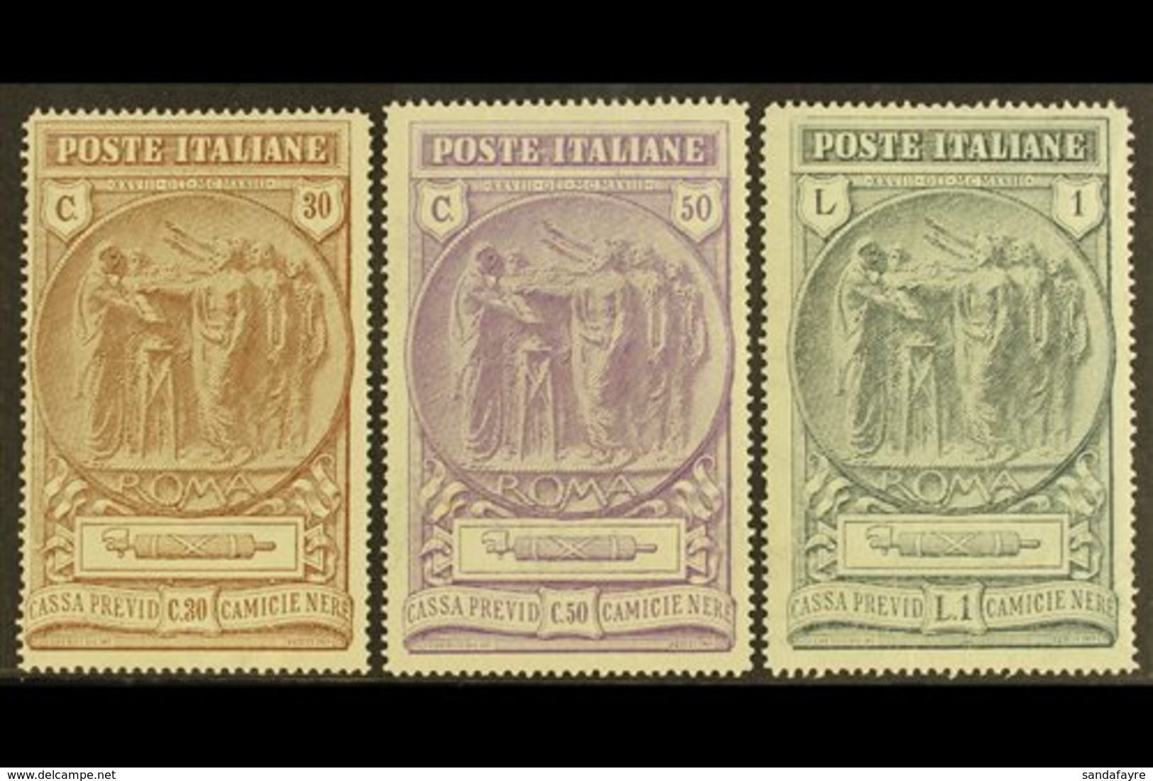 1923 Fascist Black Shirt Fund Complete Set, Sassone S. 27, Never Hinged Mint. (3 Stamps) For More Images, Please Visit H - Non Classés