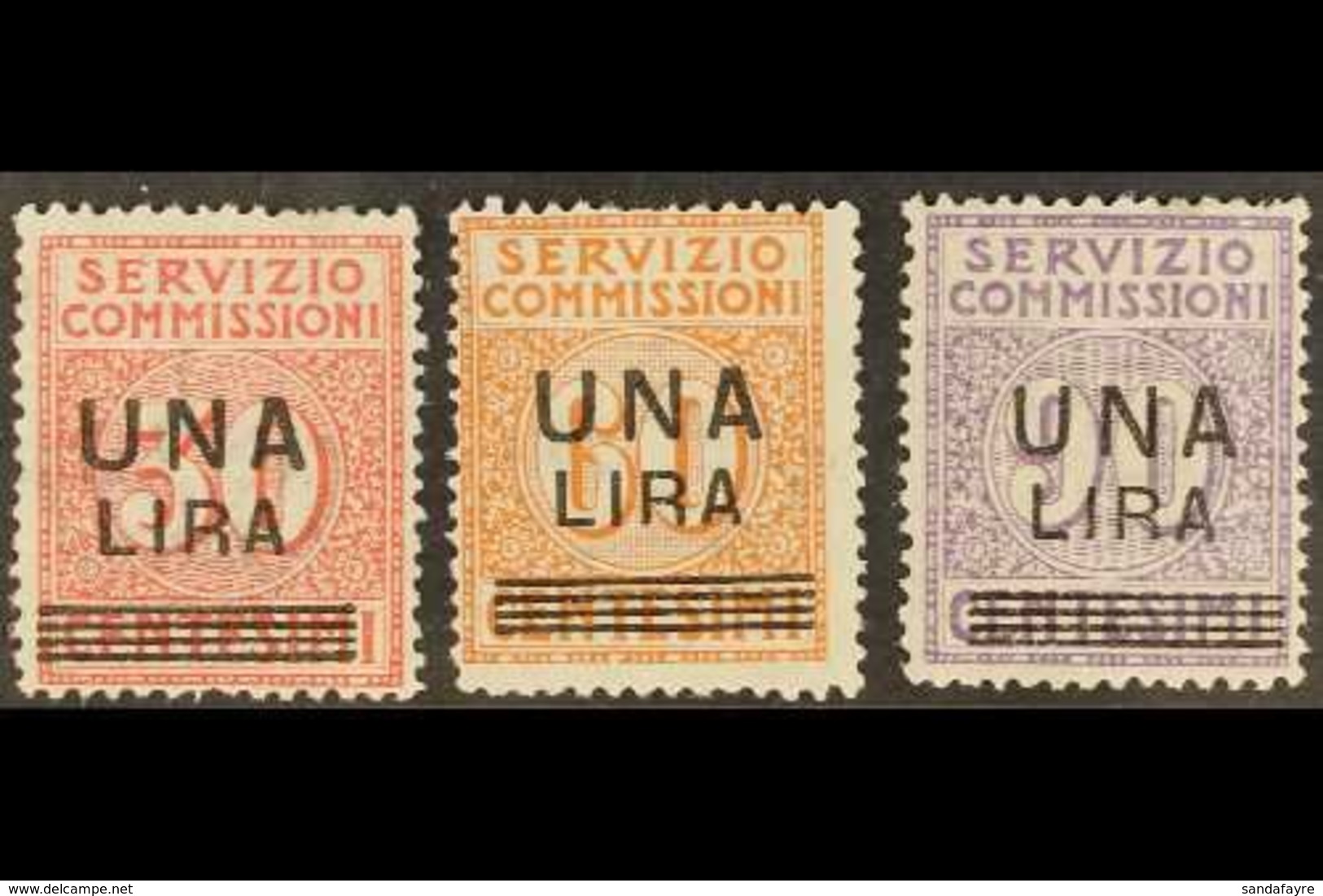 SERVICE FEE 1925 1L Surcharges Set, Sassone 4/6, Mi 9/11, Some Perf Faults, Otherwise Never Hinged Mint (3 Stamps). For  - Non Classés