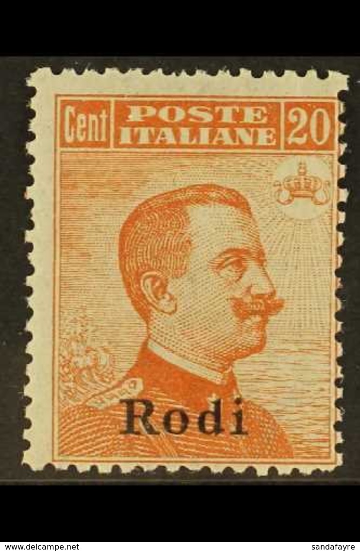 AEGEAN IS - RODI 1917 20c Orange, No Wmk, Sass 10, Fine Mint. For More Images, Please Visit Http://www.sandafayre.com/it - Autres & Non Classés