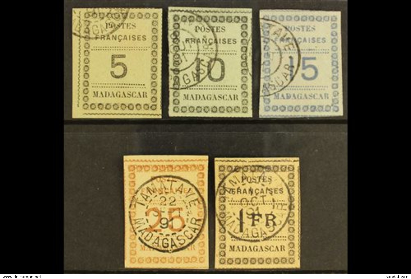 1891 Numeral Issue Complete Set To 1fr, Yv 8/12, Fine And Fresh Used With Margins All Round. (5 Stamps) For More Images, - Autres & Non Classés