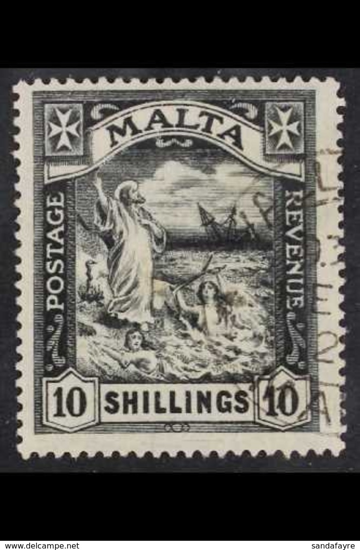1922 10s Black, Wmk Mult Script CA, SG 104, Superb Used. For More Images, Please Visit Http://www.sandafayre.com/itemdet - Malta (...-1964)