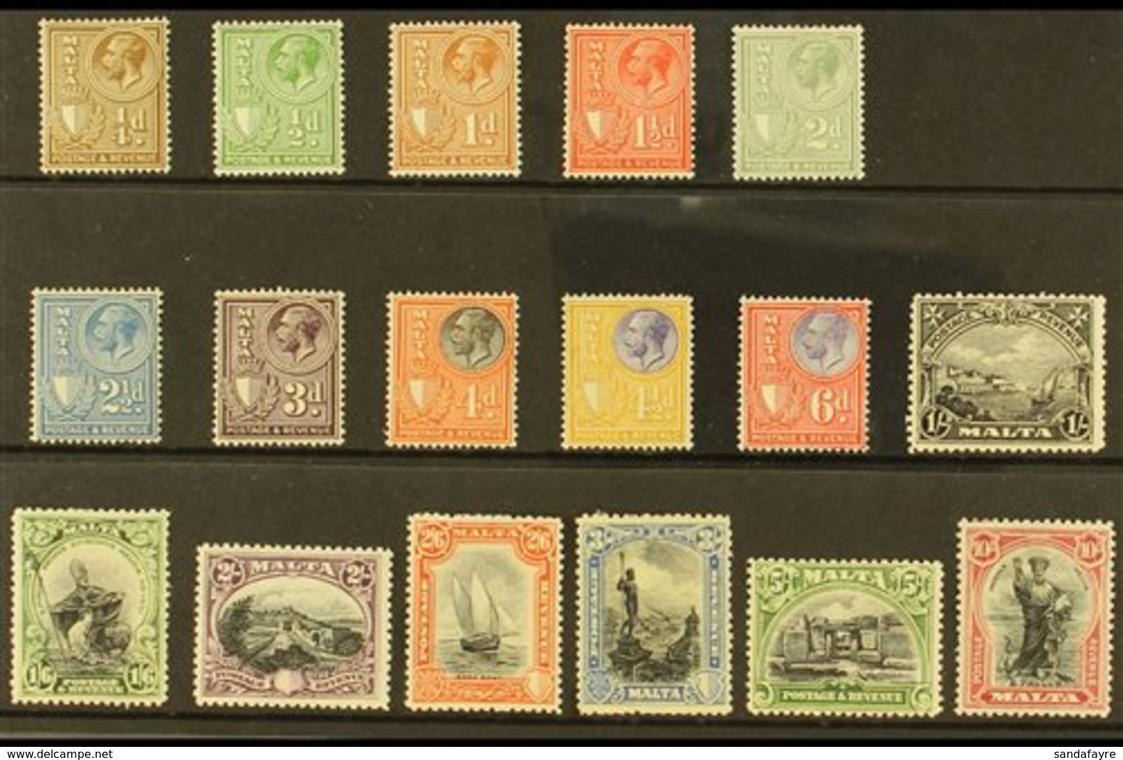 1930 "Postage & Revenue" Inscribed Pictorial Set, SG 193/209, Fine Mint (17 Stamps) For More Images, Please Visit Http:/ - Malte (...-1964)