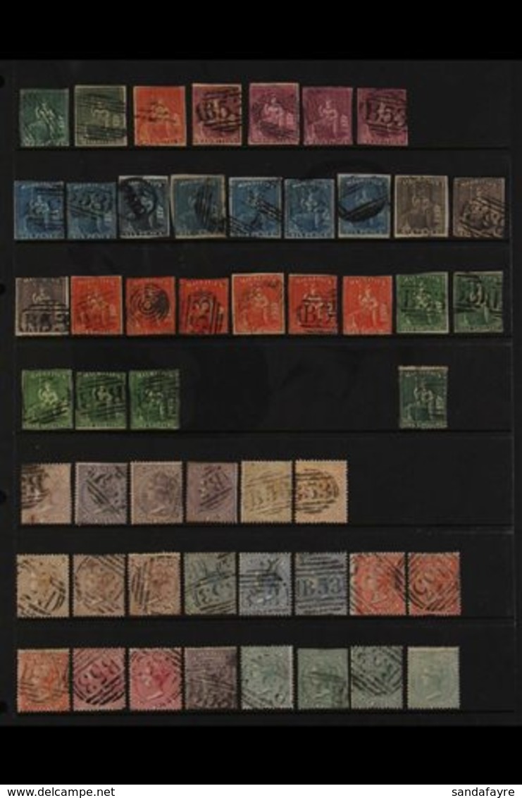 1858-1899 VALUABLE USED COLLECTION On Stock Pages, Includes 1858-62 4d (x2 Examples, One With Four Margins), 6d (four Ma - Mauricio (...-1967)