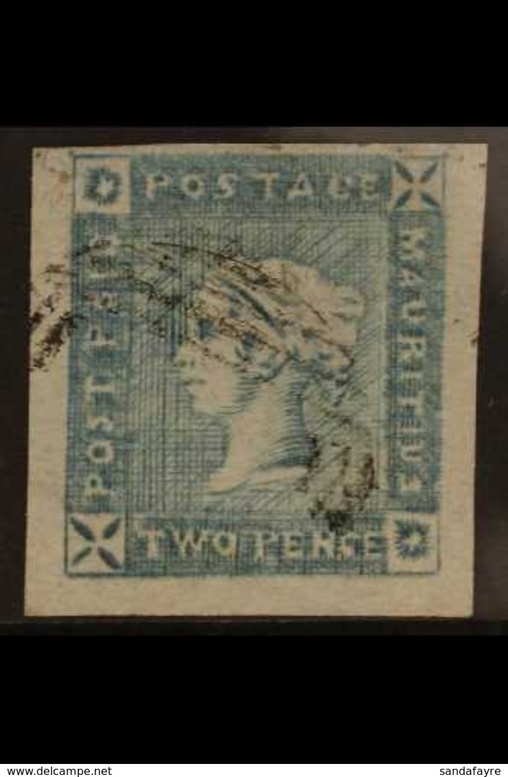 1859 2d Blue "Lapirot", Worn Impression, SG 38, Imperforate With 4 Wide Margins, Tiny Corner Crease Does Not Detract, Fi - Mauricio (...-1967)