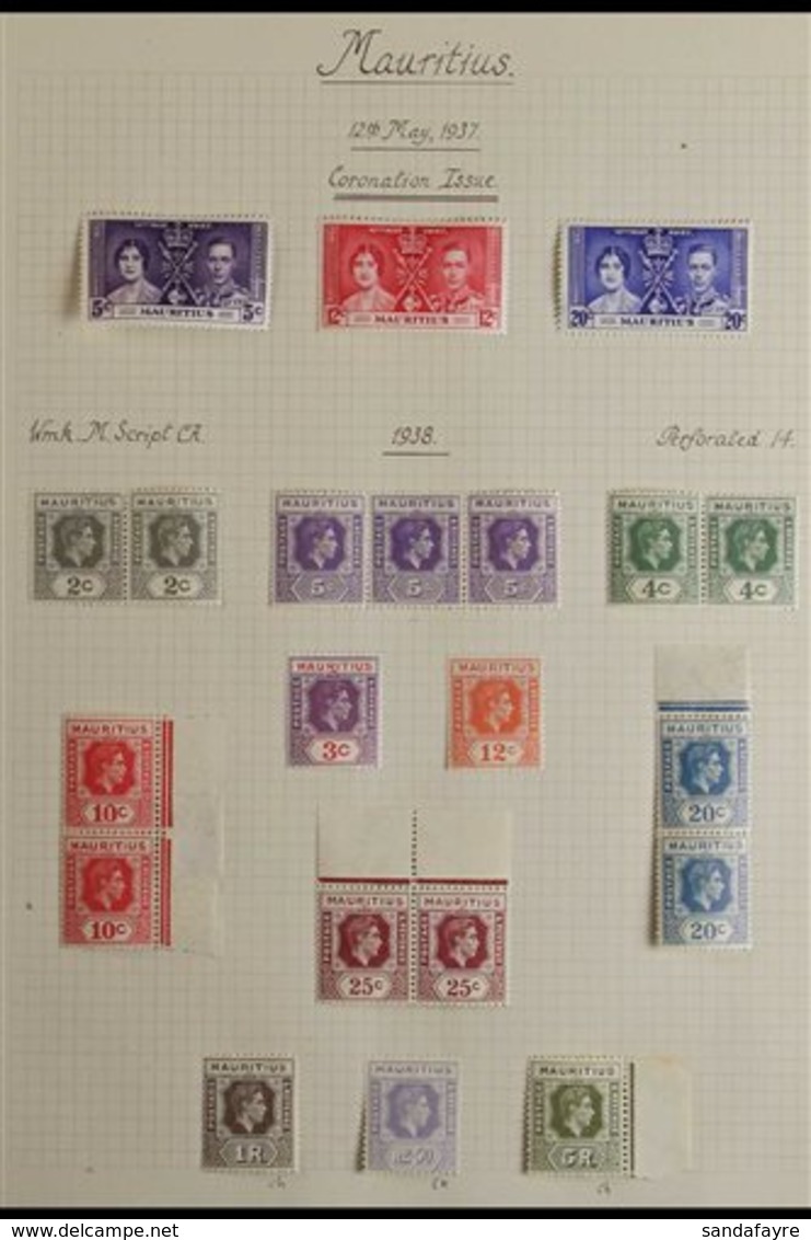 1937-1950 VERY FINE MINT COLLECTION On Leaves, Includes 1938-49 KGVI Set To 5r With 1r, 2.50r & 5r (this Is NHM) Chalky  - Mauricio (...-1967)