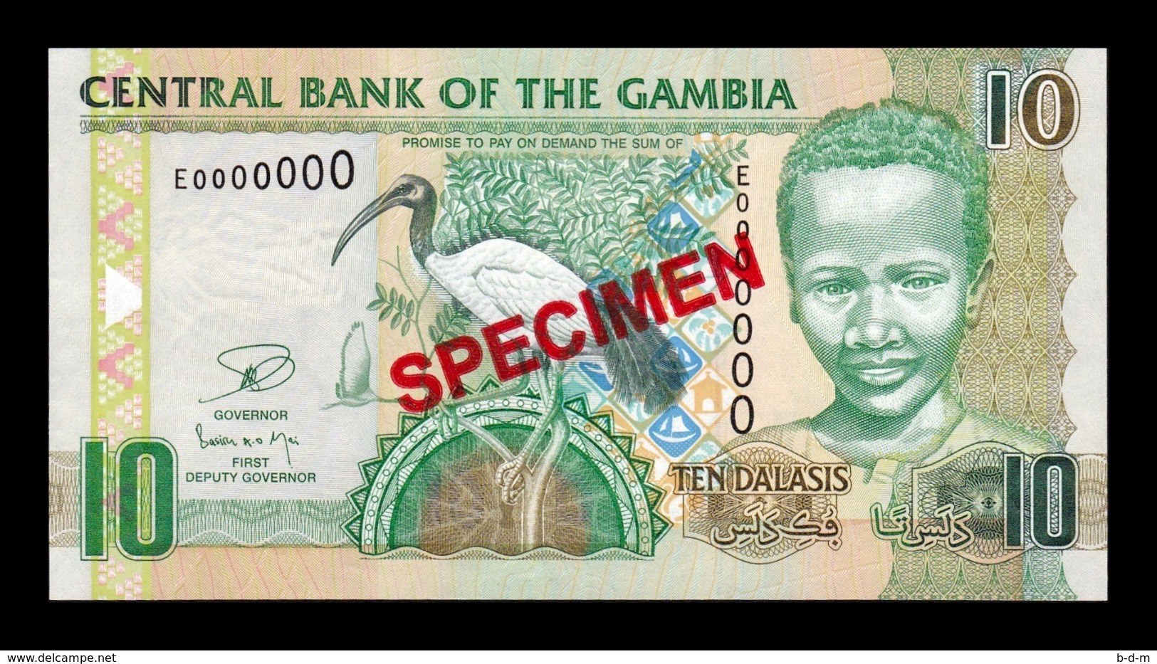 Gambia 10 Dalasis 2006-2013 Pick 26c Specimen SC UNC - Gambia