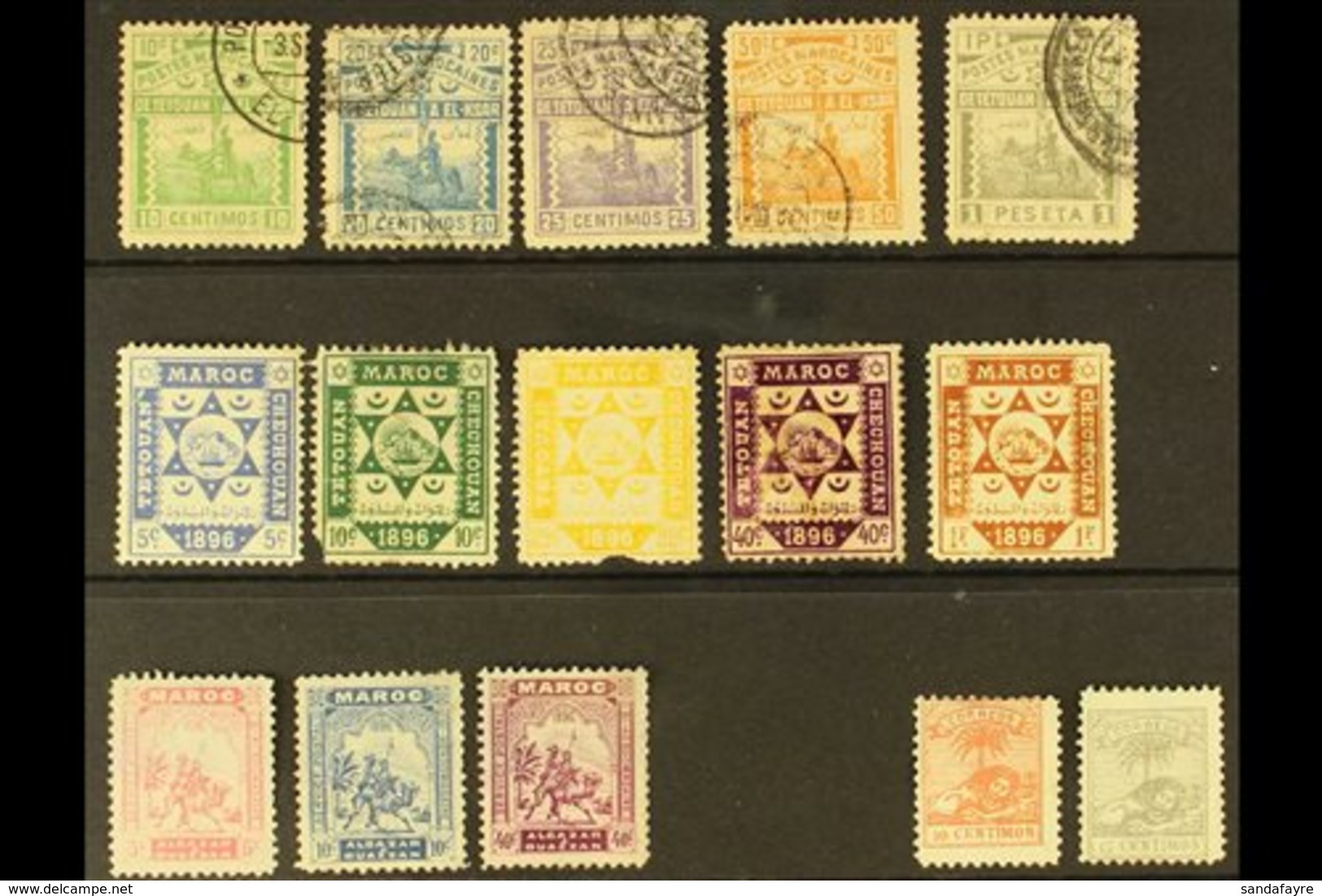 LOCAL STAMPS 1891-1899 Mint & Used All Different Group On Stock Cards, Includes Tetouan A El Ksar 1897 10c To 1p Used, T - Sonstige & Ohne Zuordnung