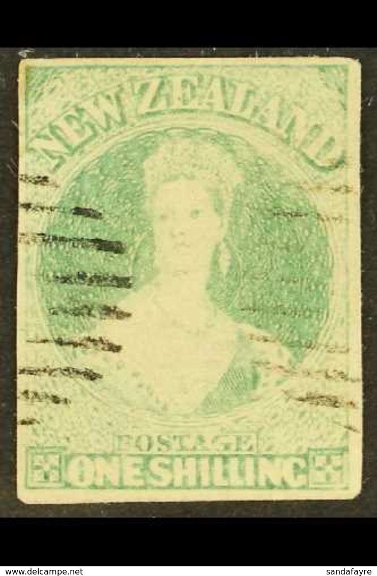 1857 - 63 1s Blue Green On Soft White Paper, Imperf, SG 17, Very Fine Used With Clear Margins All Round And Light Cancel - Sonstige & Ohne Zuordnung
