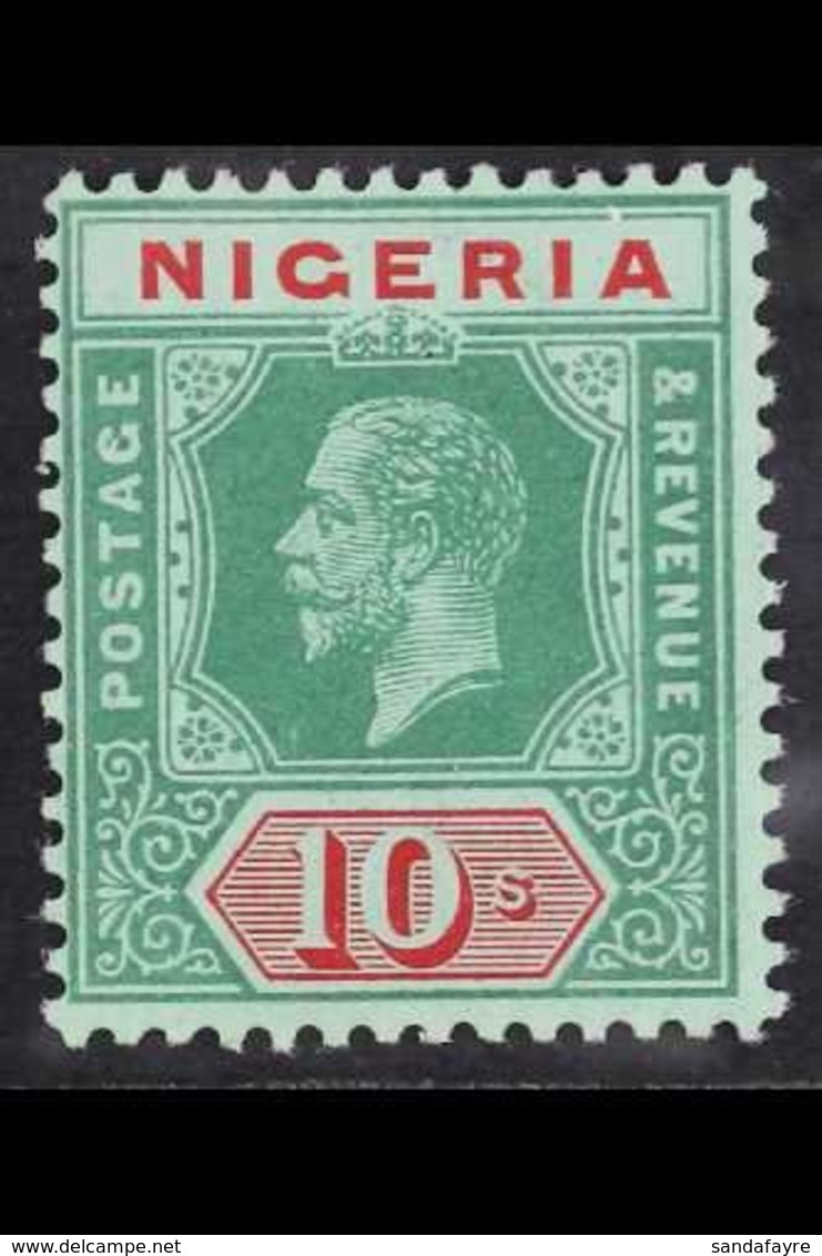 1914-29 10s Green And Red On Blue-green With Blue-green Back, SG 11a, Never Hinged Mint. For More Images, Please Visit H - Nigeria (...-1960)