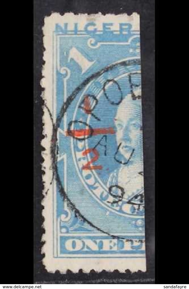 NIGER COAST PROTECTORATE 1894 Provisionals Issued At Opobo. "½" In Red On Half Of 1d Pale Blue, Perf 13½-14, SG 58e, Use - Nigeria (...-1960)