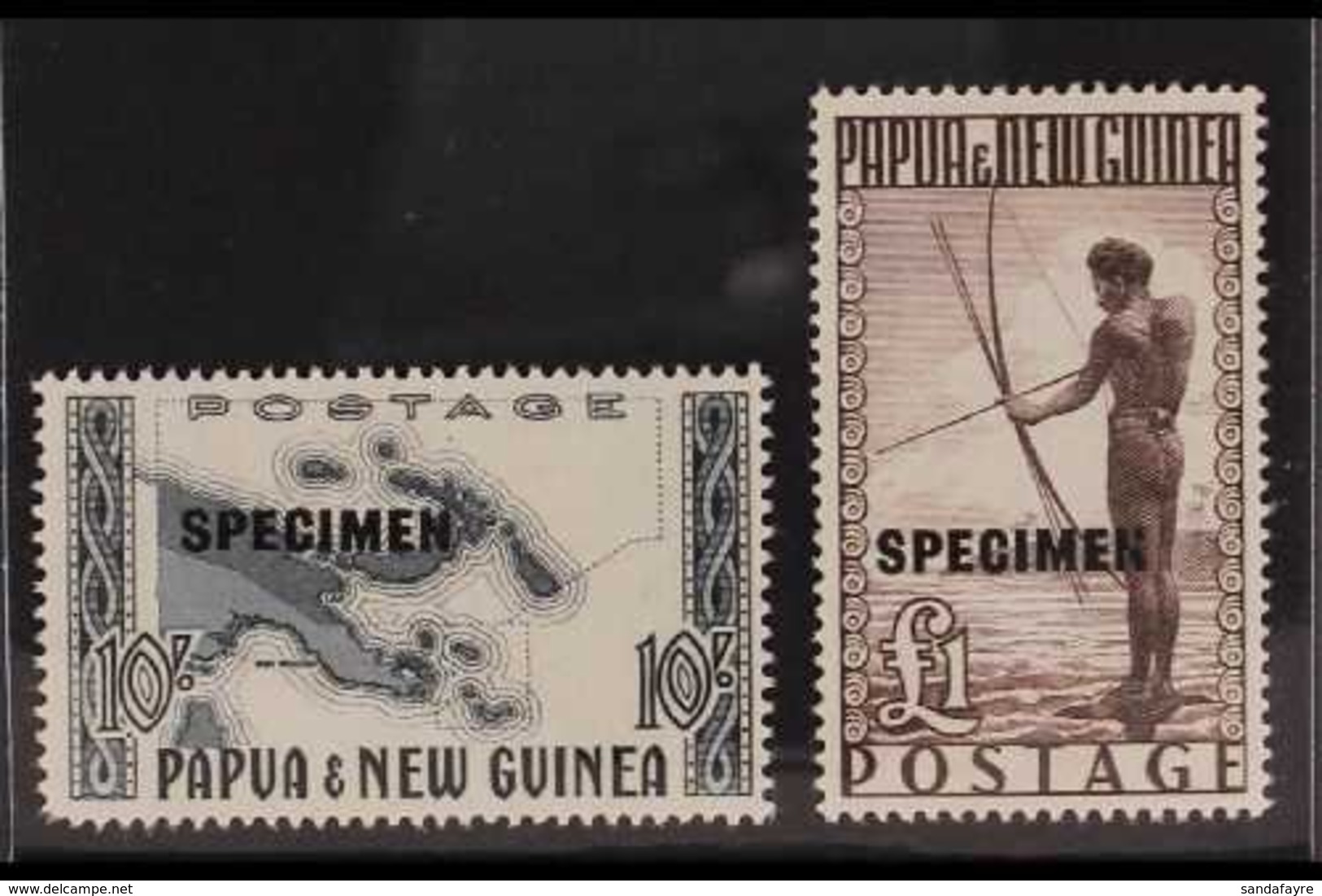 1952 10s Blue-black And £1 Deep Brown Overprinted "SPECIMEN", SG 14s/15s, Never Hinged Mint. (2 Stamps) For More Images, - Papouasie-Nouvelle-Guinée