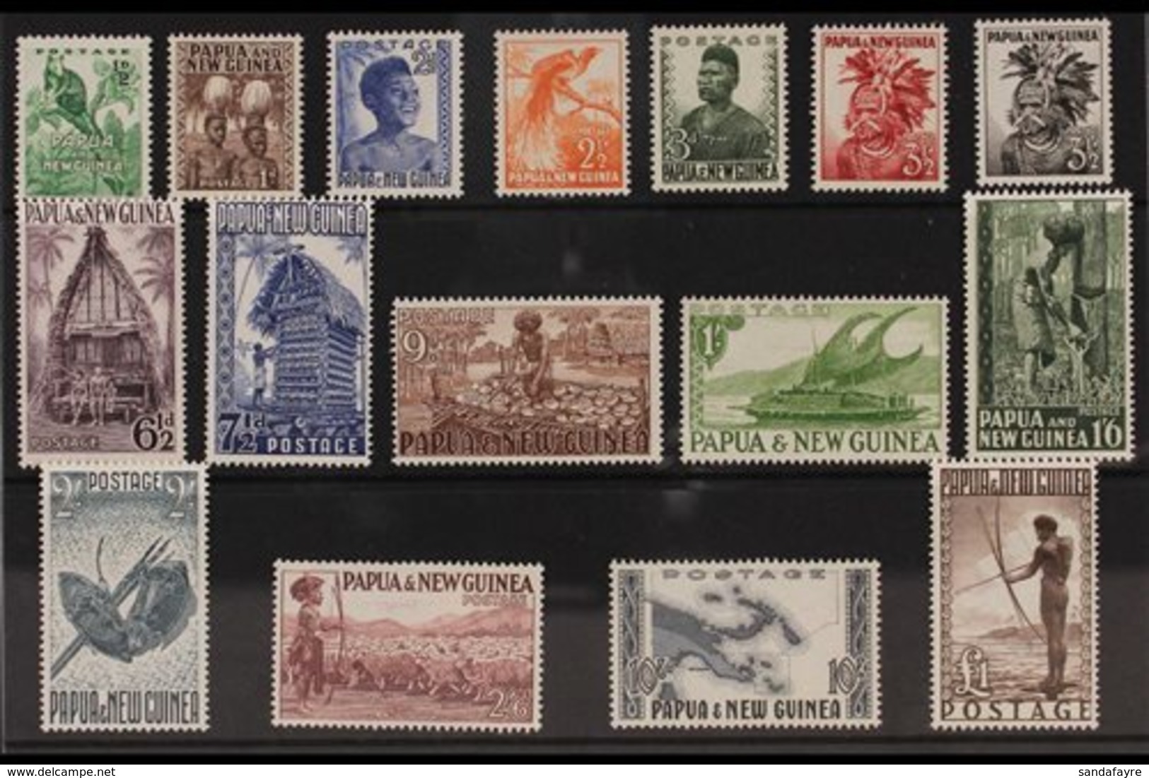 1952-58 Definitives Complete Set, SG 1/16, Never Hinged Mint. (16 Stamps) For More Images, Please Visit Http://www.sanda - Papua New Guinea
