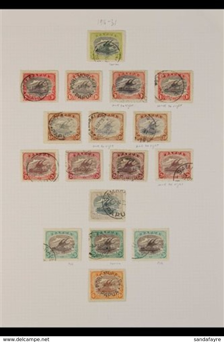 1916-31 Lakatoi Complete Set (SG 93/105) With Additional Watermark Varieties And Shades Presented On Leaves, Includes 3d - Papouasie-Nouvelle-Guinée